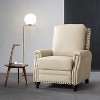 Theresa Modern Wooden Upholstery Genuine Leather Recliner with Nailhead Trim for Living Room and Bedroom  | ARTFUL LIVING DESIGN - 2 of 4