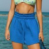 Women's Blue Smocked Waist Flared Leg Shorts - Cupshe - 4 of 4