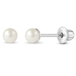 Girl's Classic Freshwater Cultured Pearl Screw Back Sterling Silver Earrings - In Season Jewelry - 1 of 4