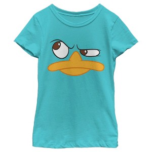 Girl's Phineas & Ferb Phineas and Ferb Perry the Platypus Face T-Shirt - 1 of 4