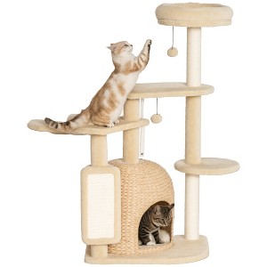 PawHut 44" Cat Tree, Cat Tower for Indoor Cats with Sisal Scratching Posts, Cat Condo, Hammock, Cat Bed, Platforms, Toy Balls, Cat Activity Center - 1 of 4