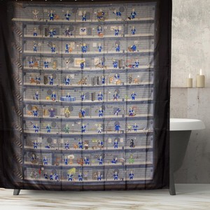 Just Funky Fallout Perks Vault Boy Polyester Officially Licensed Shower Curtain - 1 of 4