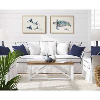 Natural Framed Canvas Print of Eagle Spotted Ray Family