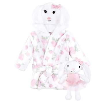 YUNGYE Winter Cute Warm Bathrobes Women Cartoon Bear Rabbit Knee-Length  Bath Robe Dressing Plus Size Soft Gown Bridesmaid Robes Female (Color :  Pink, Size : M) : : Fashion