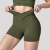 Anna-Kaci Active Women's High Waist Seamless Ribbed Biker Shorts with Crossover Waistband and Compression Fit - 4 of 4