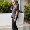 Amaryllis Women's Soft Relaxed Fit Top Gathered Up Gathered Shoulder Sleeves Versatile Sparkle Novelty Top - 4 of 4