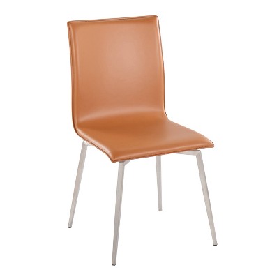 Light Brown Faux Leather Upholstered Side Chair with Metal Legs