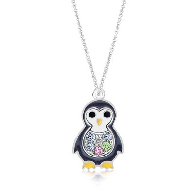 Chanteur Hypoallergenic Kids Jewelry Accessories Penguin Crystal White Gold Palladium Plating Necklace