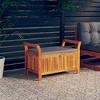 vidaXL Patio Storage Bench with Cushion, 35.8" Solid Wood Acacia - image 2 of 4