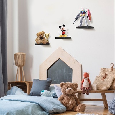 Black MDF Floating Wall Shelves for Living Room