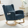 Hyleory Chenille Rocking Chair Rocker With Retractable Footrest, Solid Wood Leg, Long Non-Slip Pad, Lumbar Support And Side Pocket - 3 of 4