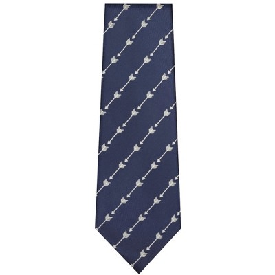 TheDapperTie Men's Navy Blue With Arrow Printed Necktie with Hanky