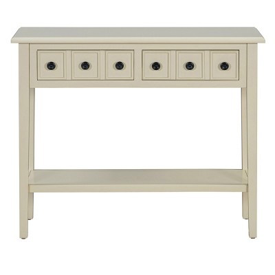 GlasFlength Console Tables Rustic Entryway Table with Two Drawers and Open Shelf Elegant Design for Living Room Hallway, Beige, 38.2"*13"*31.9"