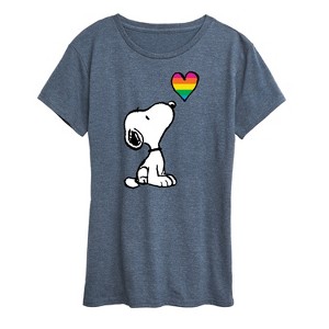 Women's - Peanuts - Snoopy Rainbow Heart Short Sleeve Graphic T-Shirt - 1 of 4