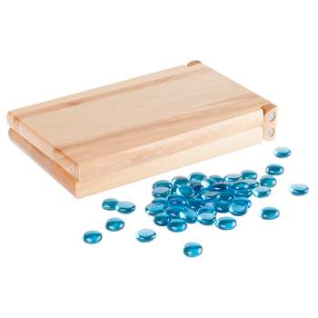 Toy Time Wooden Kids' Folding Mancala Game With 48 Crystal Pieces - Blue