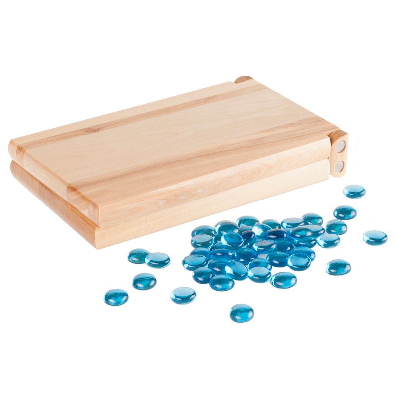 Toy Time Wooden Kids' Folding Mancala Game With 48 Crystal Pieces - Blue, 1 of 5