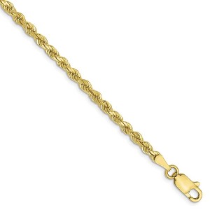 Black Bow Jewelry 2.75mm 10k Yellow Gold Solid D/C Rope Chain Anklet or Bracelet, 9 Inch - 1 of 4