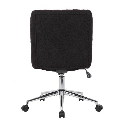 Black Boucle Fabric Swivel Task Chair with Chrome Base