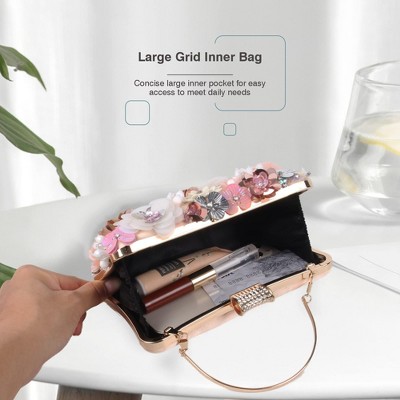 Women Clutches Flower Evening Handbag Chain Strap Shoulder Bag - image 4