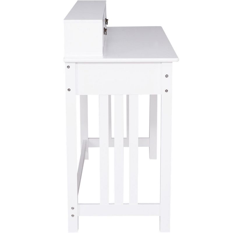 Tangkula 2-tier Writing Table Studying Desk Modern White Console Table w/ 4 Drawers, 4 of 7