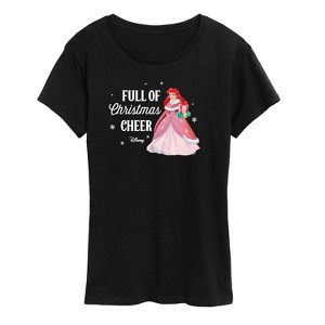 Women's - Disney - Full Of Christmas Cheer Ariel Short Sleeve Graphic T-Shirt - 1 of 4
