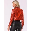 INSPIRE CHIC Women's Spread Collar Biker Holographic Button-Down Cropped Jackets - image 3 of 4