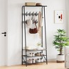 Coat Rack, Hall Tree with Shoe Bench, Entryway Bench with Coat Rack, 4-in-1, with Hooks, a Hanging Rod, Multifunctional Hallway Organizer - 2 of 4