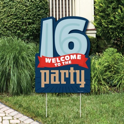 Big Dot of Happiness Boy 16th Birthday - Party Decorations - Sweet Sixteen Birthday Party Welcome Yard Sign