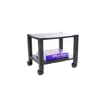 Black Adjustable Height Mobile Printer Cart with 3 Shelves