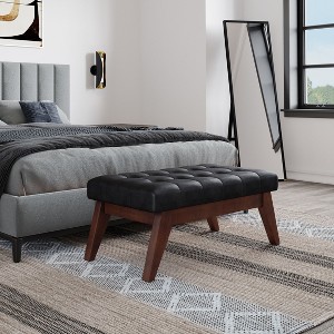NicBex 40.2" Storage Bench Rectangle Mid Century Faux Leather Tufted Ottoman Bench for Bedroom, Entryway - 1 of 4