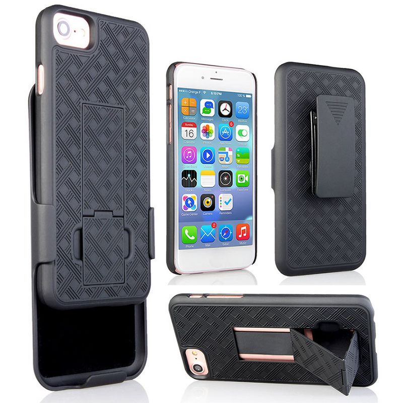 Nakedcellphone Case with Stand and Belt Clip Holster for iPhone SE (2020, 2022) - Black, 1 of 9