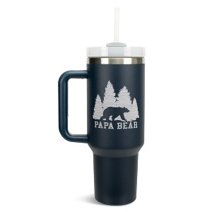 Elanze Designs Papa Bear Forest Trees Dad Grandpa 40 oz. Stainless Steel, Large Water Bottle Coffee Mug, Spill & Leak Resistant, Thermal Travel - 1 of 1