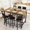 Hooseng Bar Table and Chairs Set of 7, Farmhouse Counter Height Pub Set for 6 Dining Table Set, Tall Dining with 6 PU Leather Chairs - 2 of 4