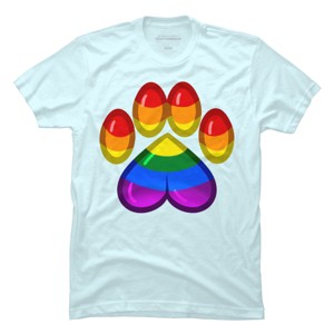 Adult Design By Humans Rainbow Pride Heart Pawprint By leashonlife T-Shirt - 1 of 2