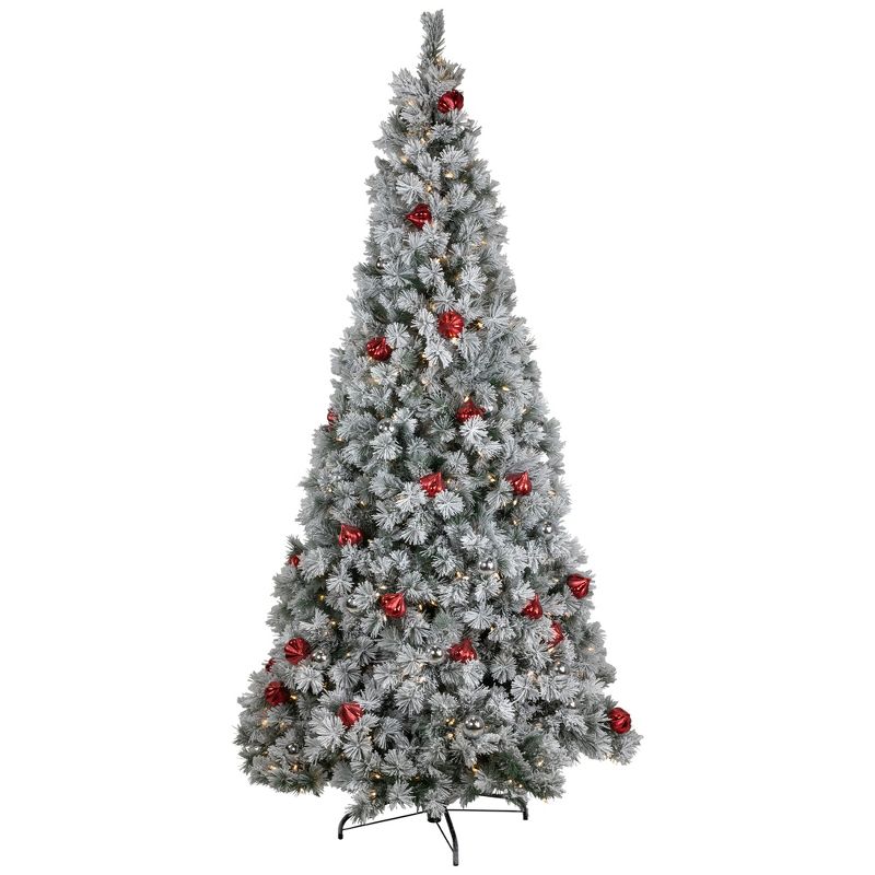 Northlight Pre-Lit Snowy Bristle Pine Artificial Christmas Tree - 7' - Warm White LED Lights, 1 of 10