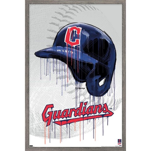 Trends International MLB Cleveland Guardians - Drip Helmet 22 Framed Wall  Poster Prints Barnwood Framed Version 22.375 x 34