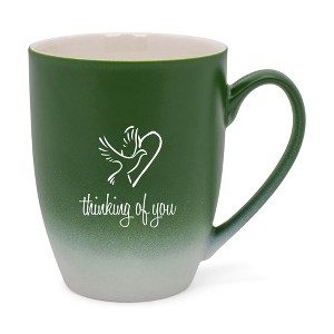 Elanze Designs Thinking Of You Two Toned Ombre Matte Green and White 12 ounce Ceramic Stoneware Coffee Cup Mug - 1 of 4