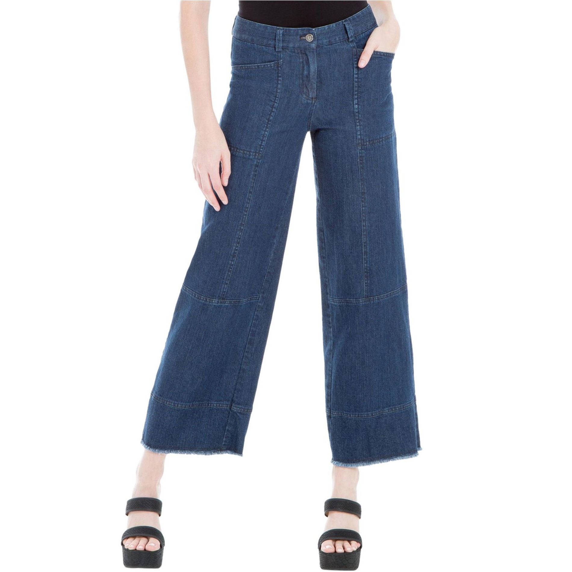 Max Studio London Womens Patchwork Wide Leg Jeans