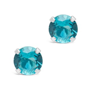 SHINE by Sterling Forever Sterling Silver 7mm Rainbow CZ Studs - 1 of 3