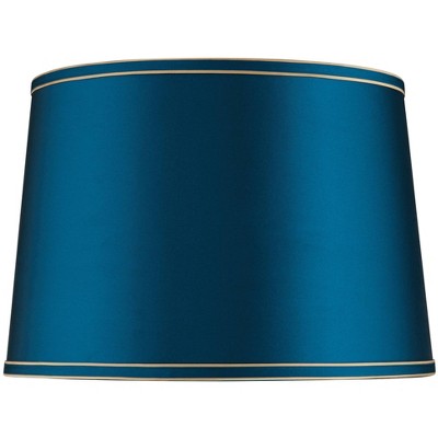 Springcrest Royal Blue Medium Drum Lamp Shade with Gold Trim 14" Top x 16" Bottom x 11" High (Spider) Replacement with Harp and Finial