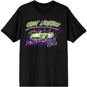 Car Fanatic Green Fire Race Car Unstoppable Men's Black Graphic Tee - 1 of 3