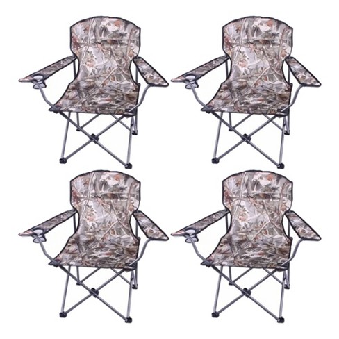 Four Seasons Courtyard Oversized Folding Lounge Chairs Outdoor Patio Portable Seating Furniture Set with Armrests and Cupholders, 4 Pack, Camo - image 1 of 4