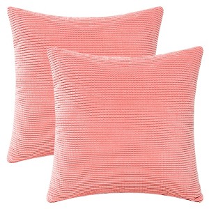 REGALWOVEN Corduroy Classical Modern Soft Solid Pillow Covers for Couch Sofa Home Bedroom 18 x 18 Inch 2 Pcs - 1 of 4