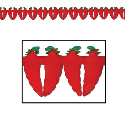 Beistle 5 1/2" x 12' Chili Pepper Garland Red 4/Pack 55631