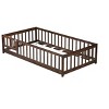 Grungis Twin Size Floor Bed for Kids,Modern Wood Toddler Bed with Safety Guardrails and Door,Montessori Bed for Bedroom - 4 of 4