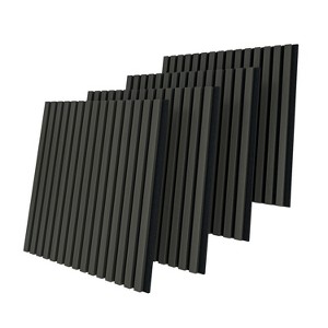 SpassWay 2-PC/4-PCs Acoustic Soundproof Slat Wall Panels 3D Decorative Wall Sculptures Modern Wall Decor Natural Wood/Black/Walnut - 1 of 4
