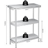 14"x36"x34" Stainless Steel Work Table, 3-Tier Commercial Prep Table with 2 Undershelves, Heavy Duty, Rust-Resistant for Kitchen, Restaurant - 3 of 4
