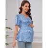 Maternity Drawstring V Neck Top Casual Short Sleeve Pregnancy T-Shirt - 2 of 4