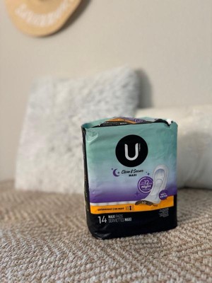 U by Kotex Clean & Secure Overnight Maxi Pads, 40 Ct 