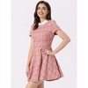 Allegra K Women's Plaid Grid Peter Pan Collar Contrast A-line Dresses - 2 of 4